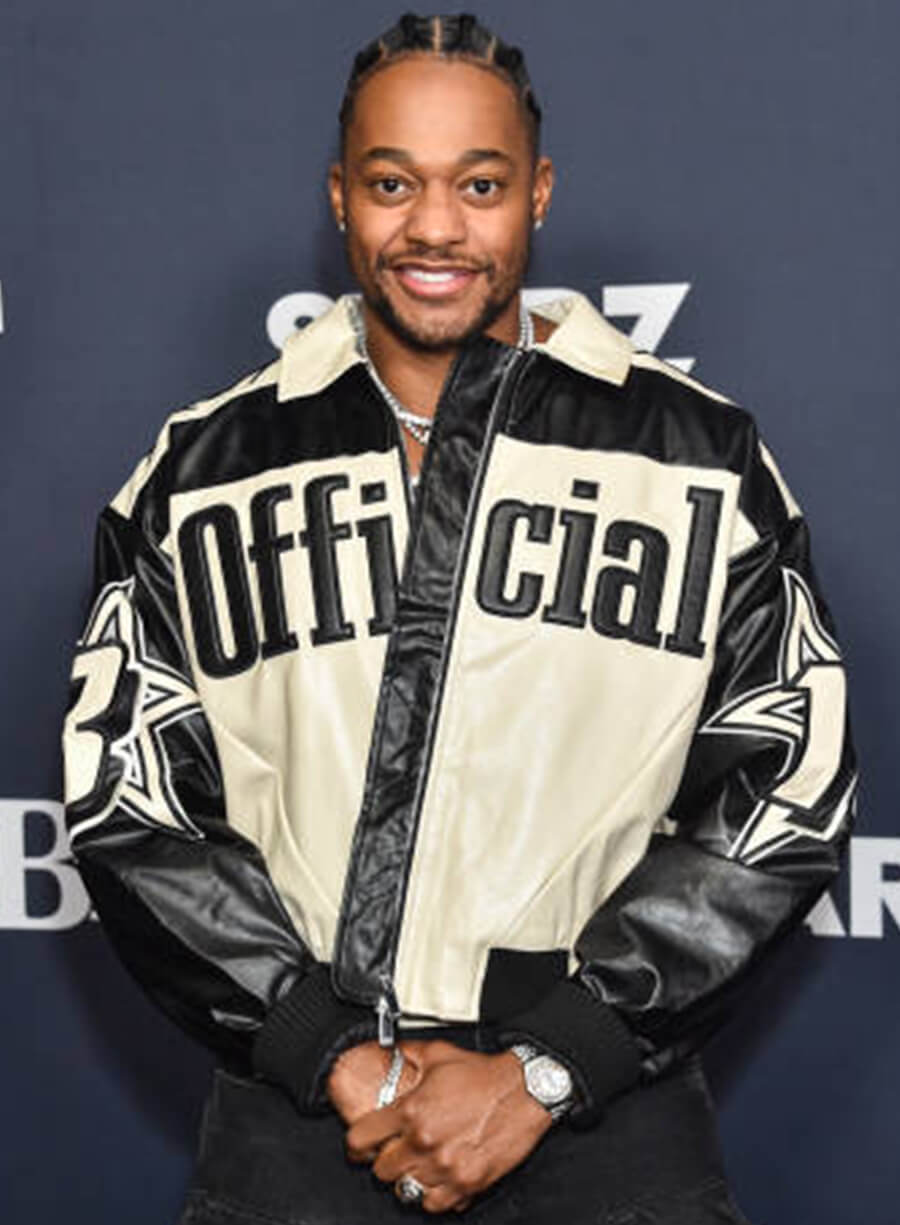 Harpoon Damson Idris Inspired Black & White Leather Jacket - BMF Premiere Style