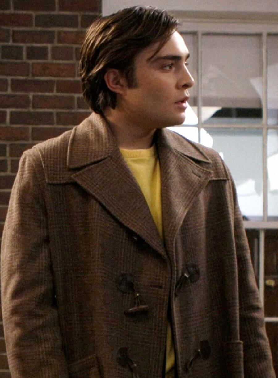 Harpoon Chuck Bassas Ed WestWick Inspired Brown Wool Coat - Gossip Girl Tv Series Style