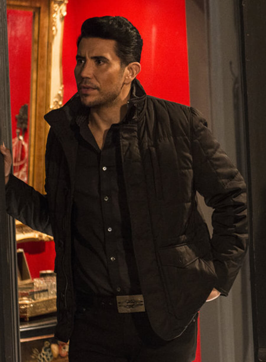 Harpoon Chuy Strong Inspired Black Polyester Fabric Leather Jacket - Midnight Texas Style