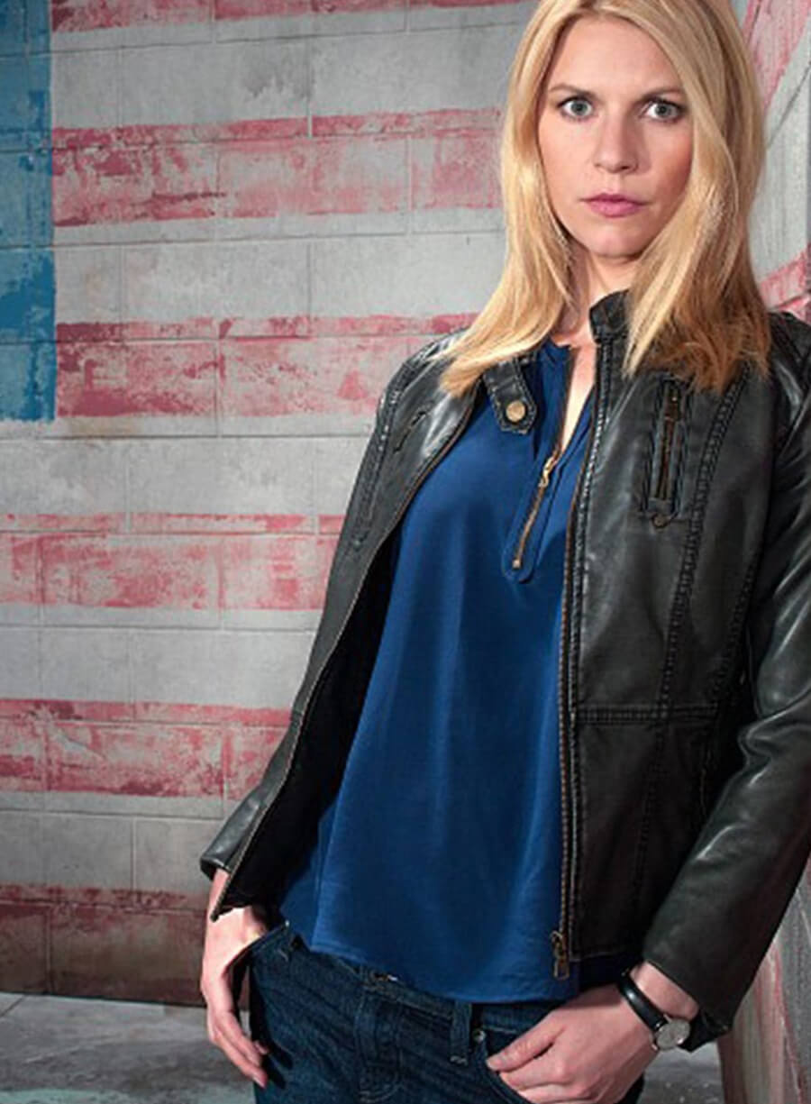 Harpoon Carrie Mathison Inspired Black Leather Jacket - Homeland S08 Style