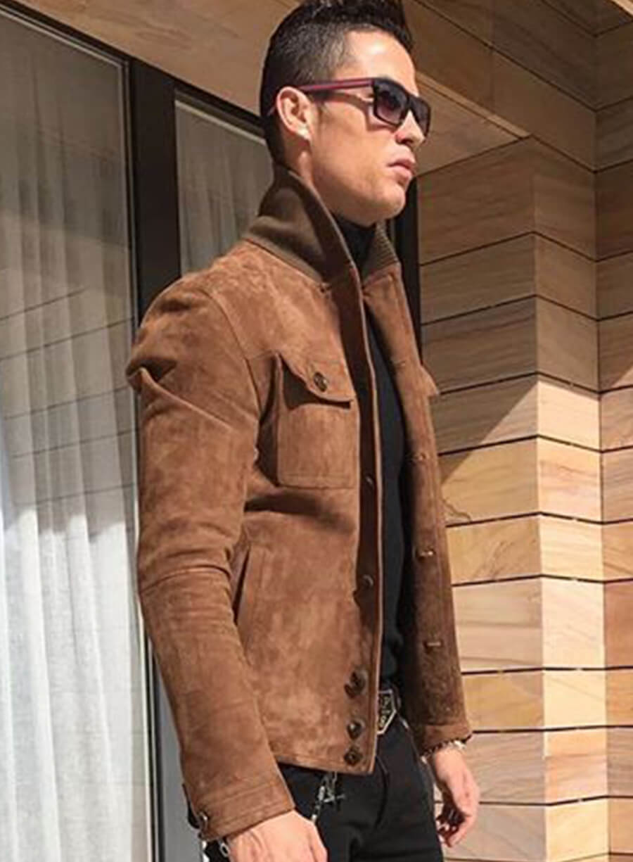 Harpoon Cristiano Ronaldo Suede Inspired Brown Leather Jacket