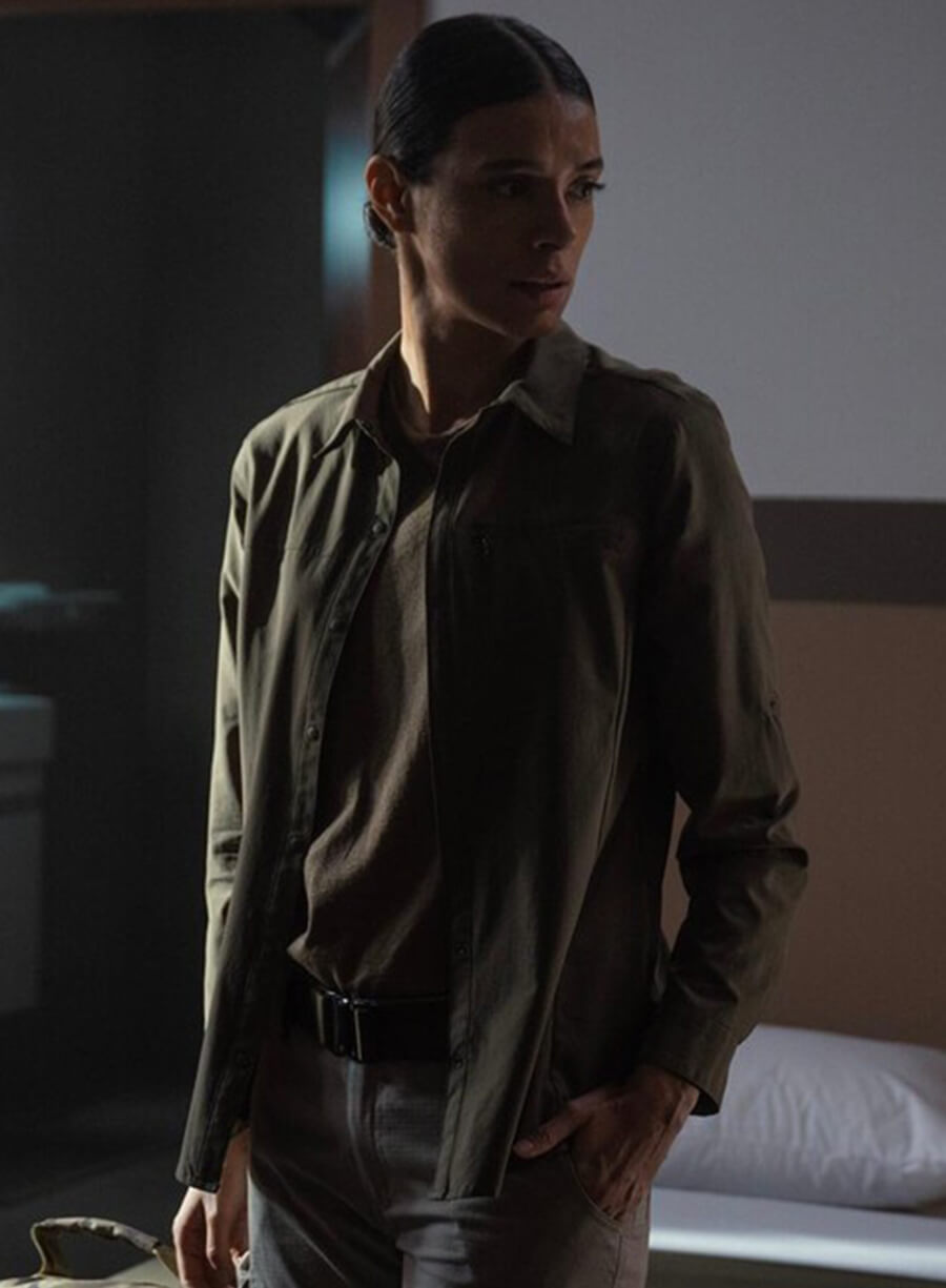 Harpoon Cruz Manuelos Inspired Grey Leather Jacket - Special Ops: Lioness Style