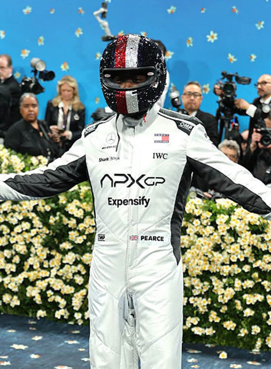 Harpoon Damson Idris Inspired White Leather Jacket - Met Gala 2025 Style