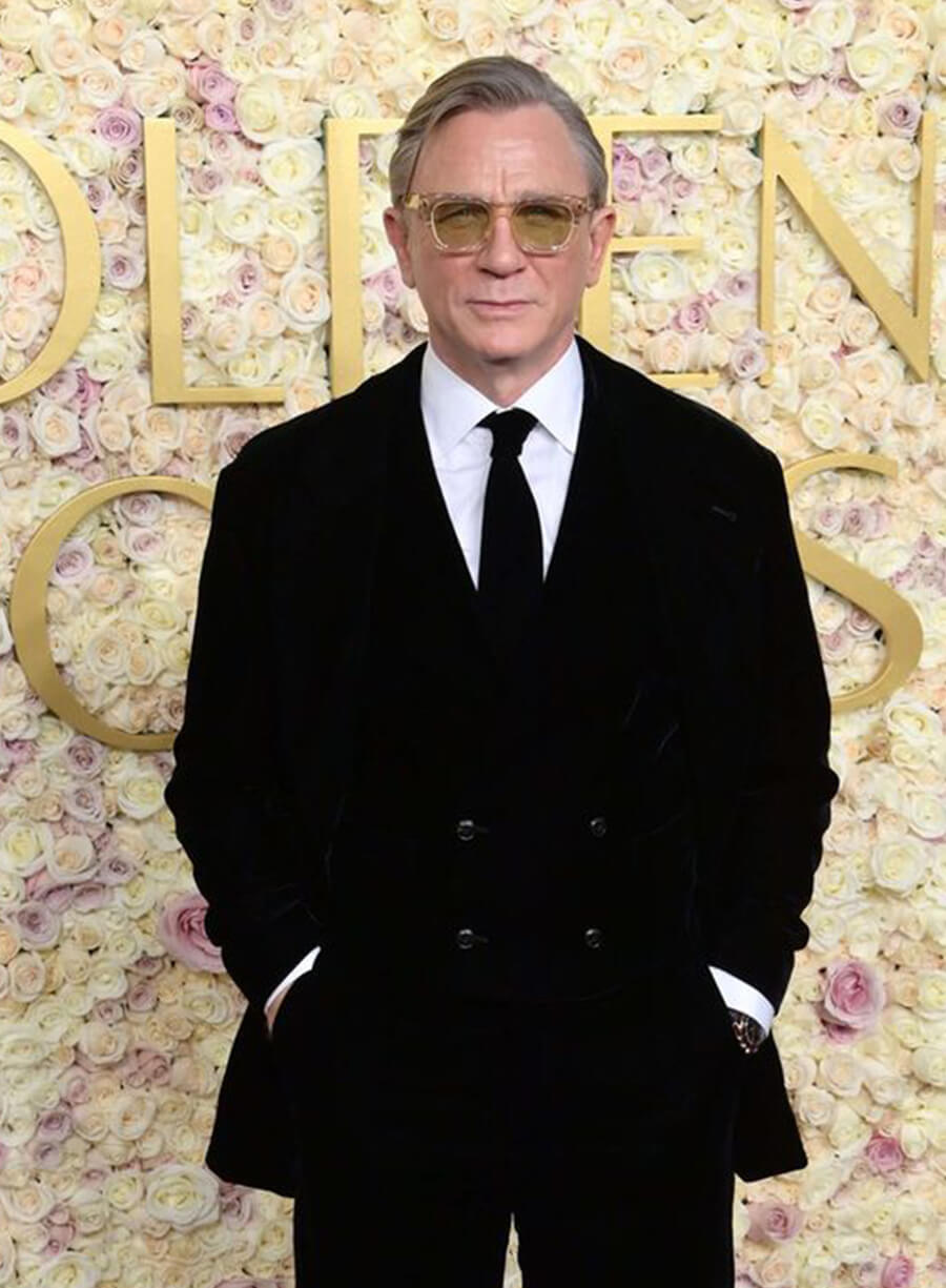 Harpoon Daniel Craig Inspired Black Leather Jacket - Golden Globes 2025 Style