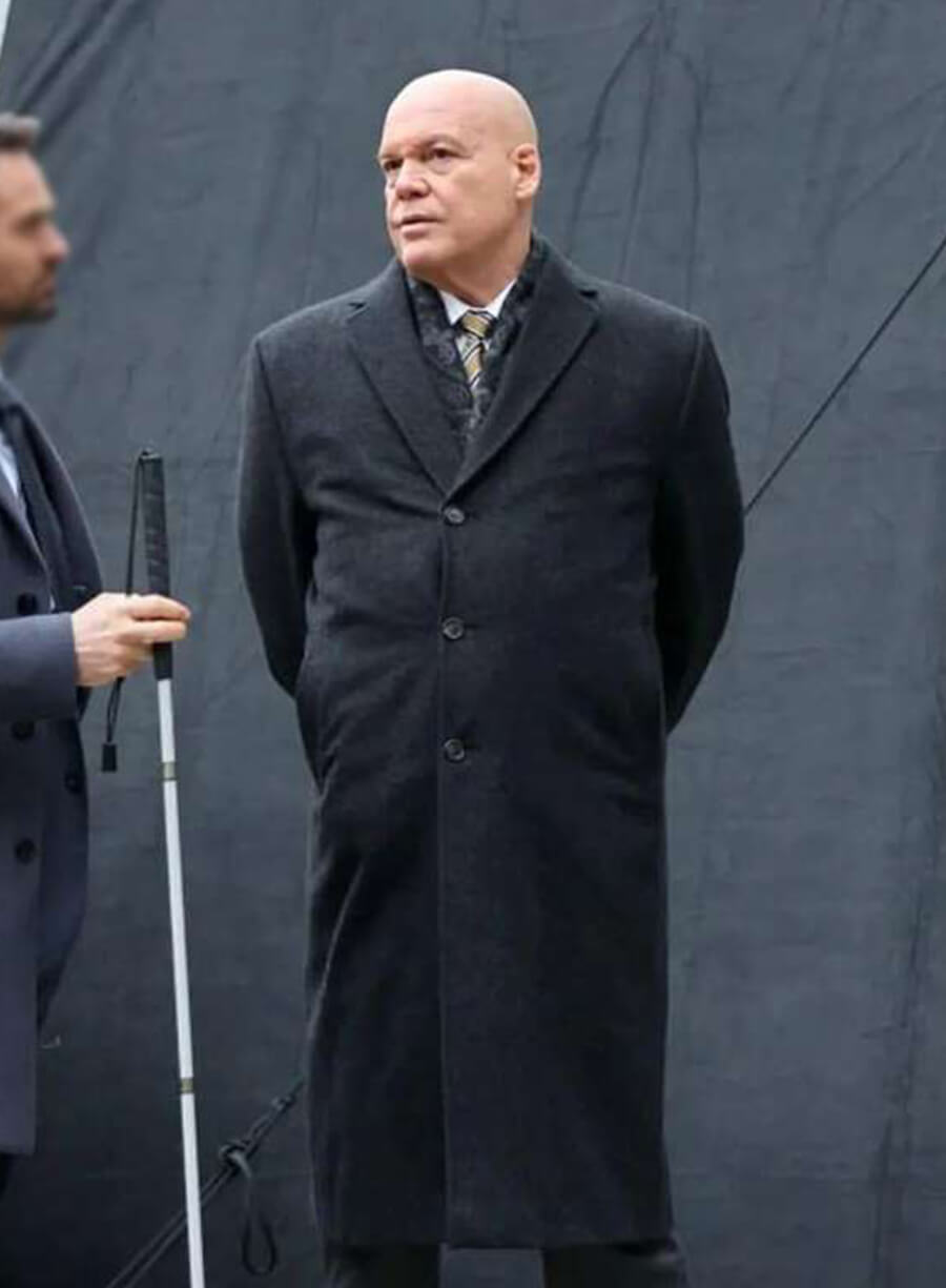 Harpoon Vincent D'Onofrio Inspired Black Wool Fabric Coat - Daredevil: Born Again Style