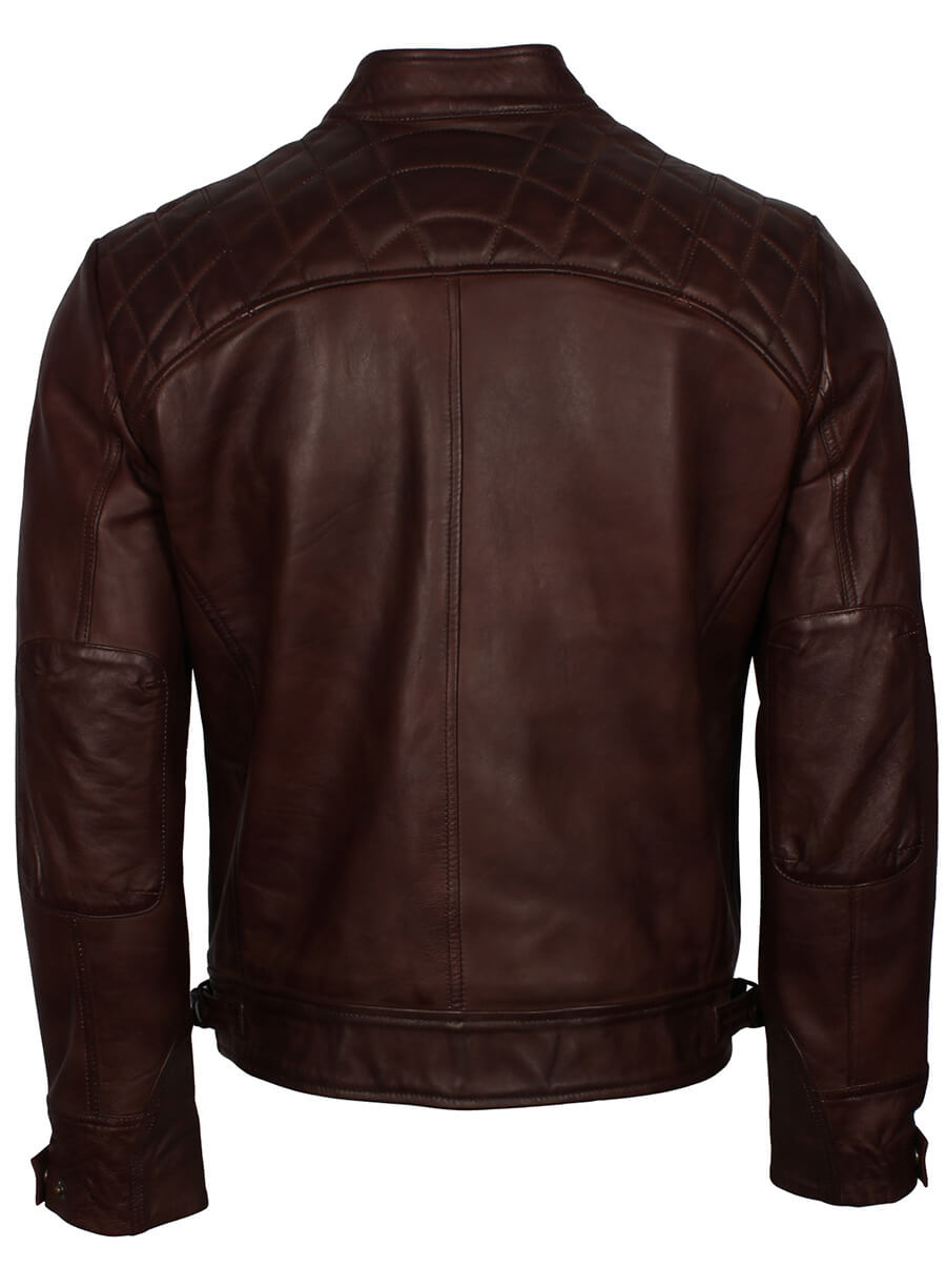 Harpoon Dark Quilted Vintage Inspired Brown Real Leather Leather Jacket