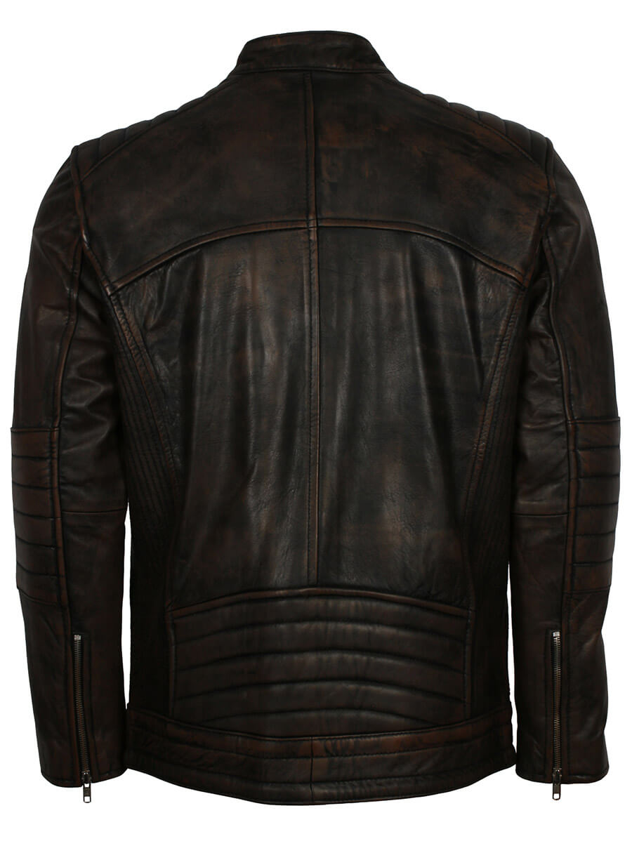 Harpoon Dark Vintage Inspired Brown Biker Jacket