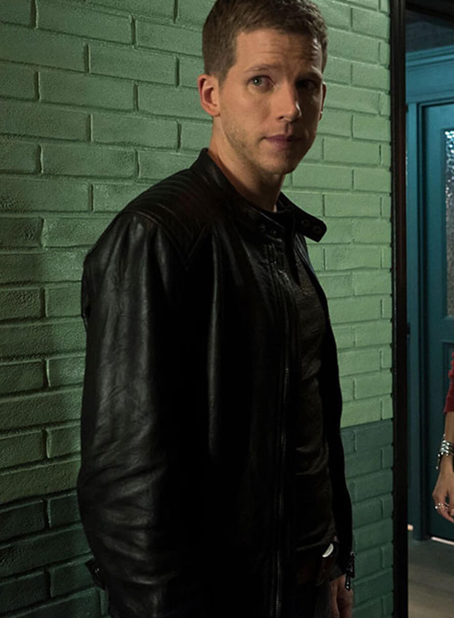 Harpoon Dash Parker Inspired Black Leather Jacket - Minority Report Style