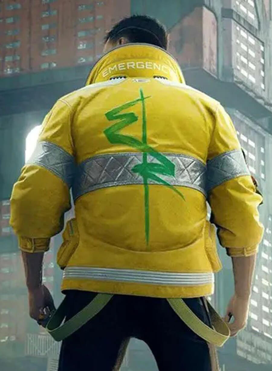 Harpoon David Martinez Cyberpunk Yellow Inspired Yellow Leather Jacket - Cyberpunk 2077 Style