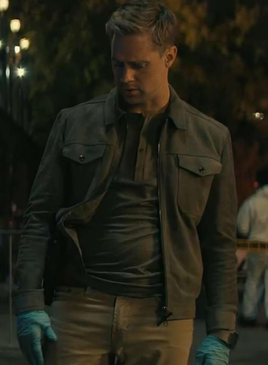 Harpoon David O'Donnell Inspired Grey Fabric Leather Jacket - Reacher Style