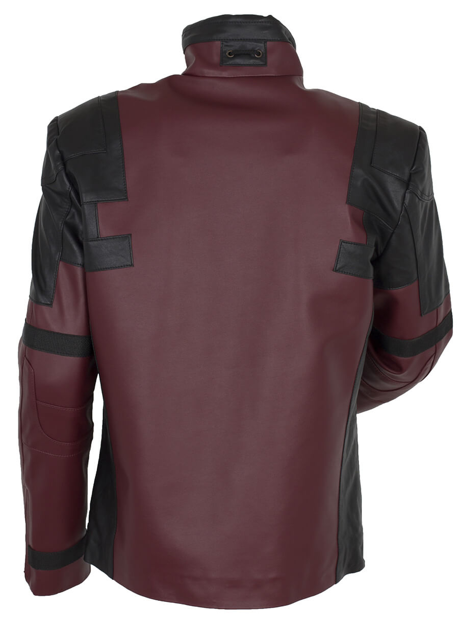 Harpoon Deadpool Wade Wilson Maroon Inspired Maroon and Black Faux Leather or Real Leather Costume Jacket - Movie Deadpool Style