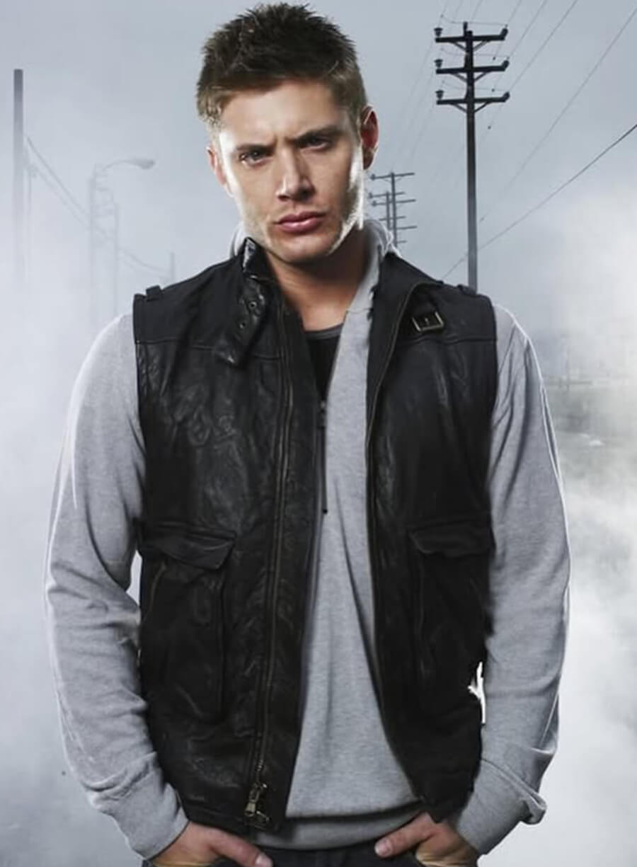 Harpoon Dean Winchester Inspired Black Real Leather Leather Jacket - Supernatural Tv Series Style