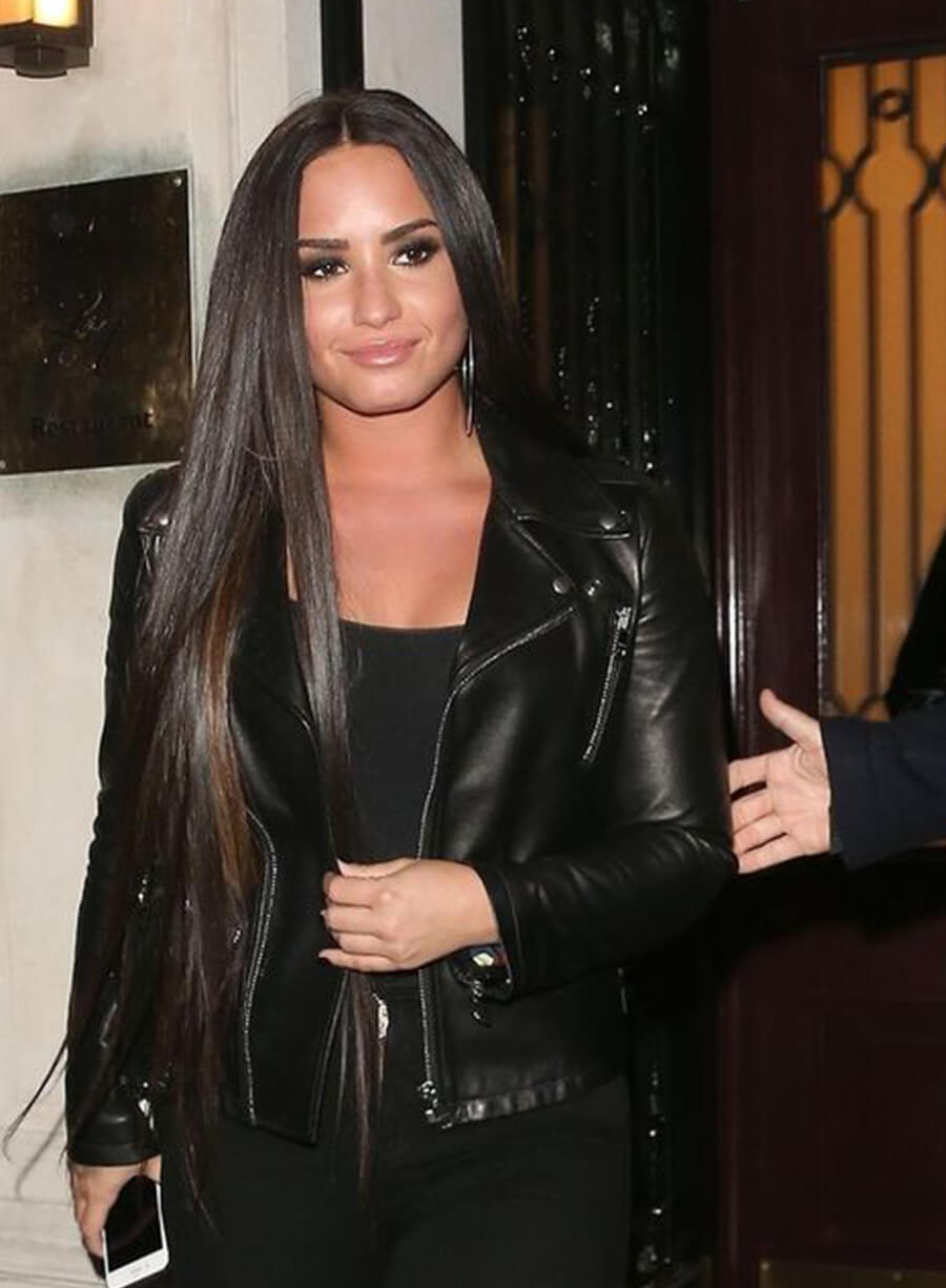 Harpoon Demi Lovato Inspired Black Real Leather Leather Jacket