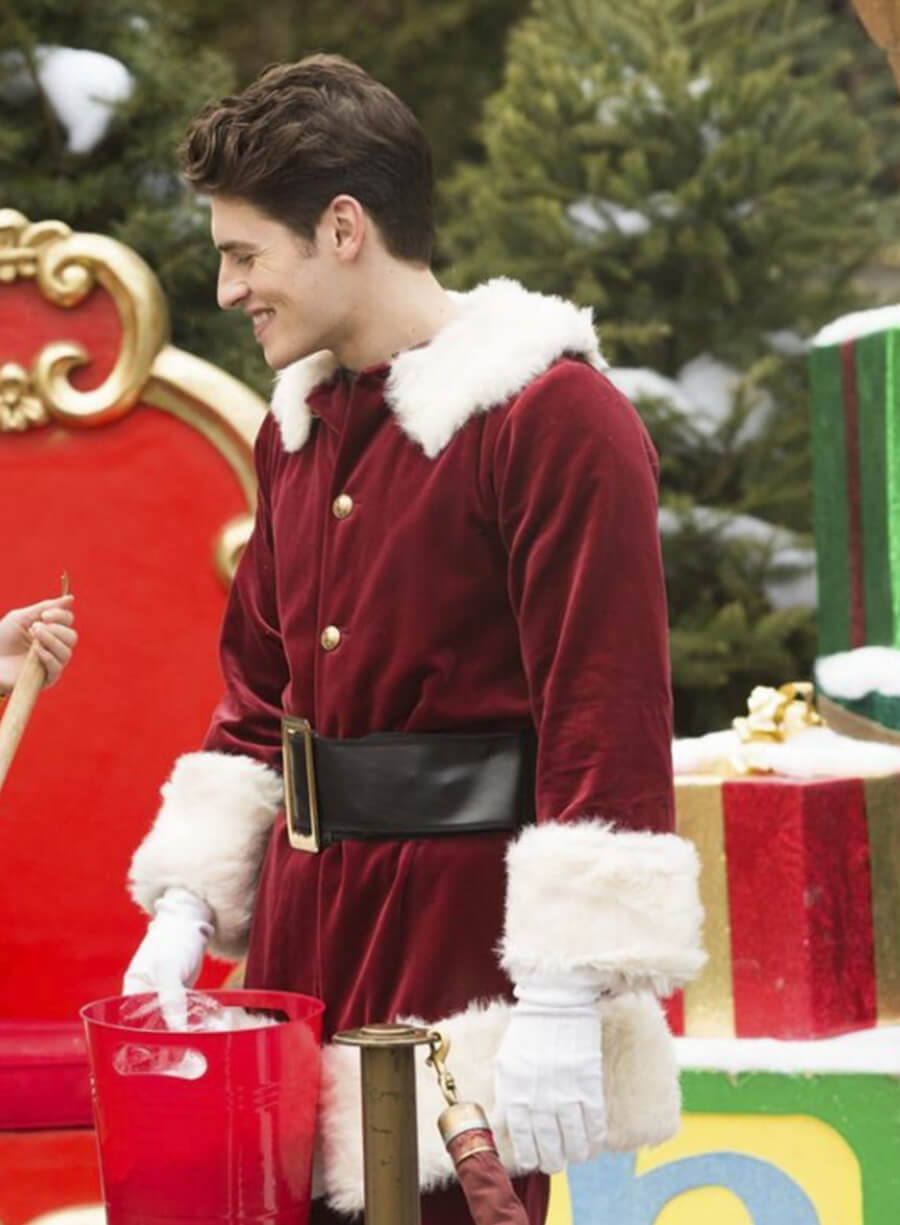 Harpoon Dominic Wintergarden Inspired Red Wool Fabric Coat - A Cinderella Story: Christmas Wish Style