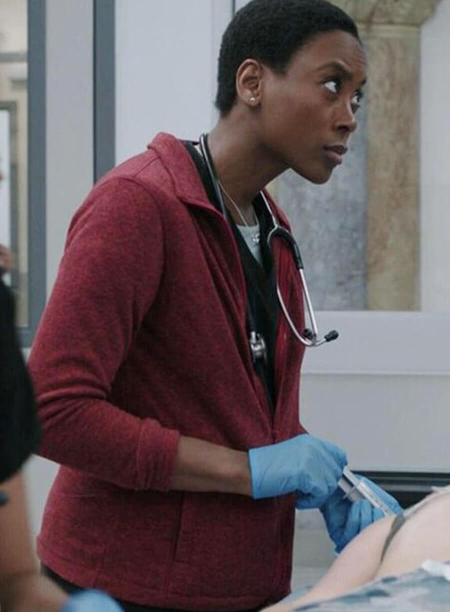 Harpoon Dr Heather Collins Inspired Red Leather Jacket - The Pitt 2025 Style
