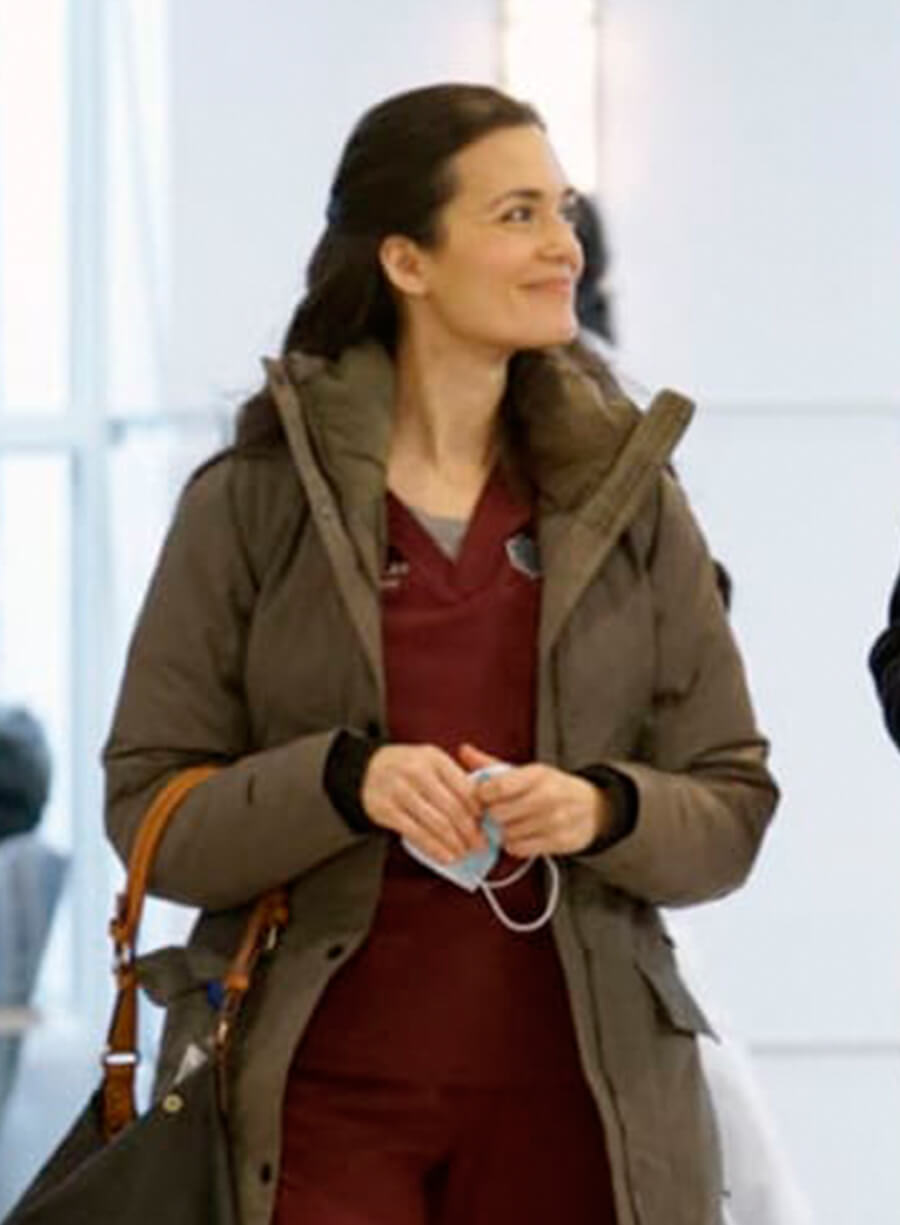 Harpoon Dr. Natalie Manning Inspired Brown Hooded Jacket - Chicago Med Style