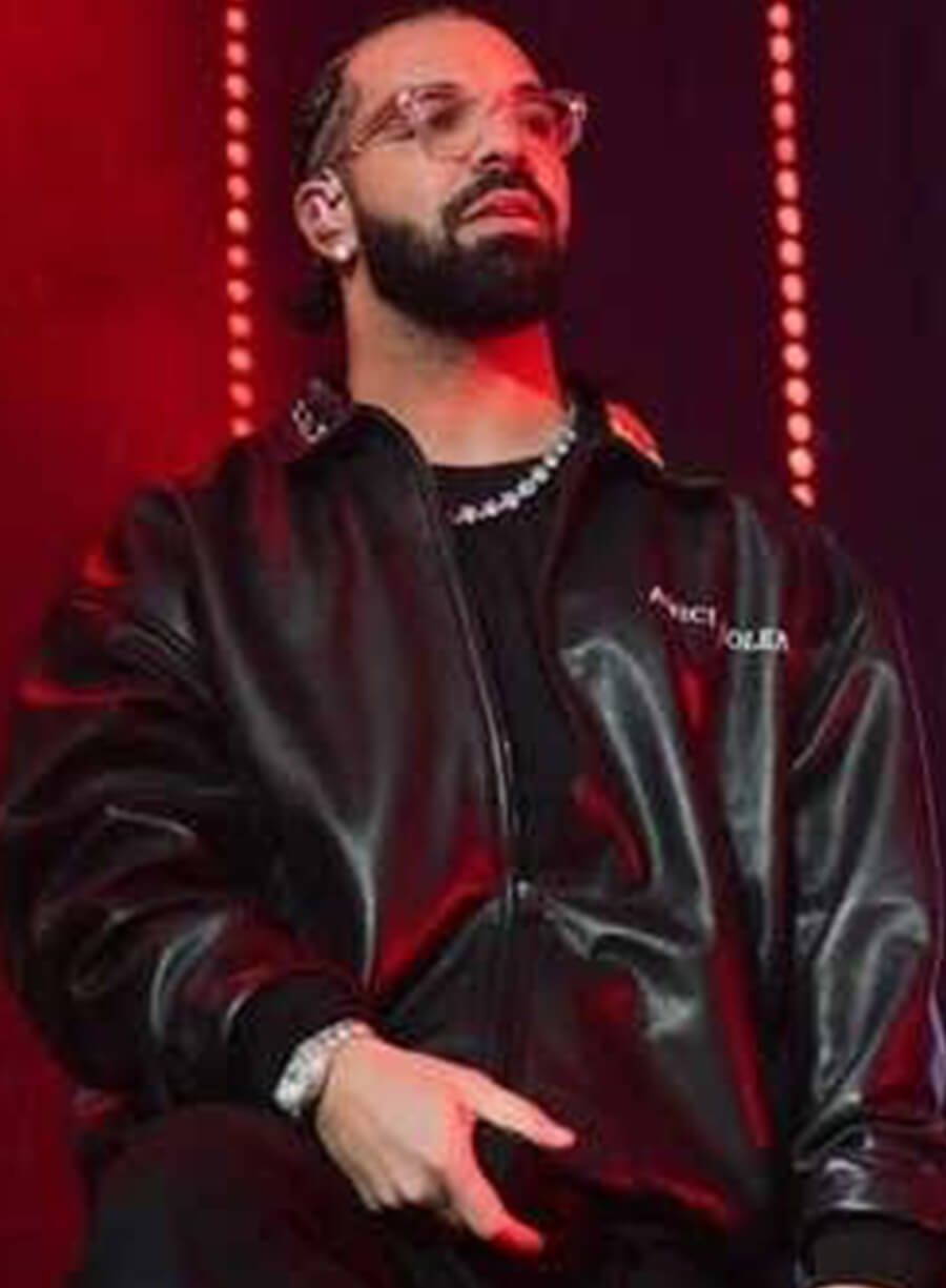 Harpoon Drake Amici Violente Trucker Inspired Black Leather Jacket - Aubrey Drake Graham Style