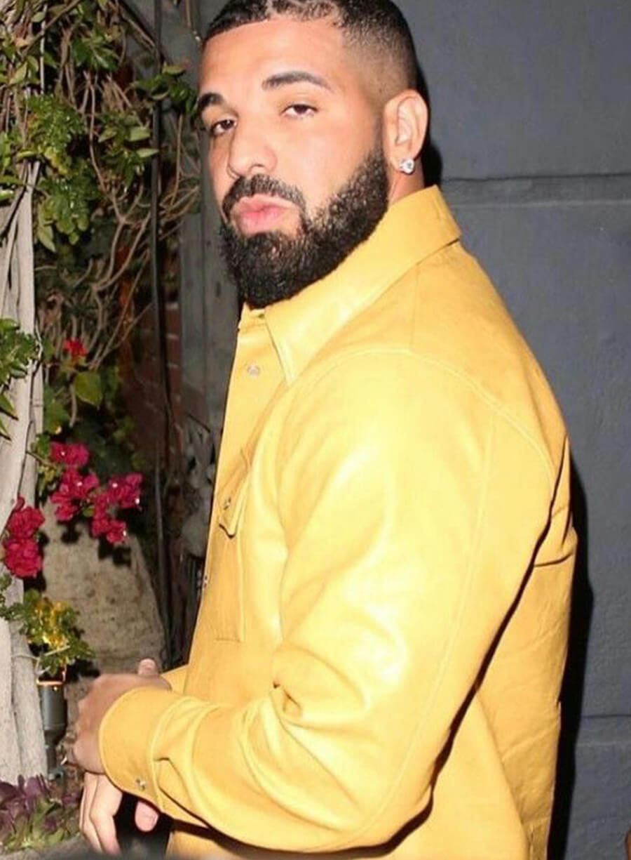 Harpoon Drake Yellow Shirt Inspired Yellow Leather Jacket - Aubrey Drake Graham Style