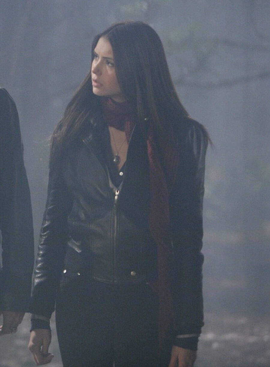 Harpoon Elena Gilbert Inspired Black Leather Jacket - The Vampire Diaries S01 Style