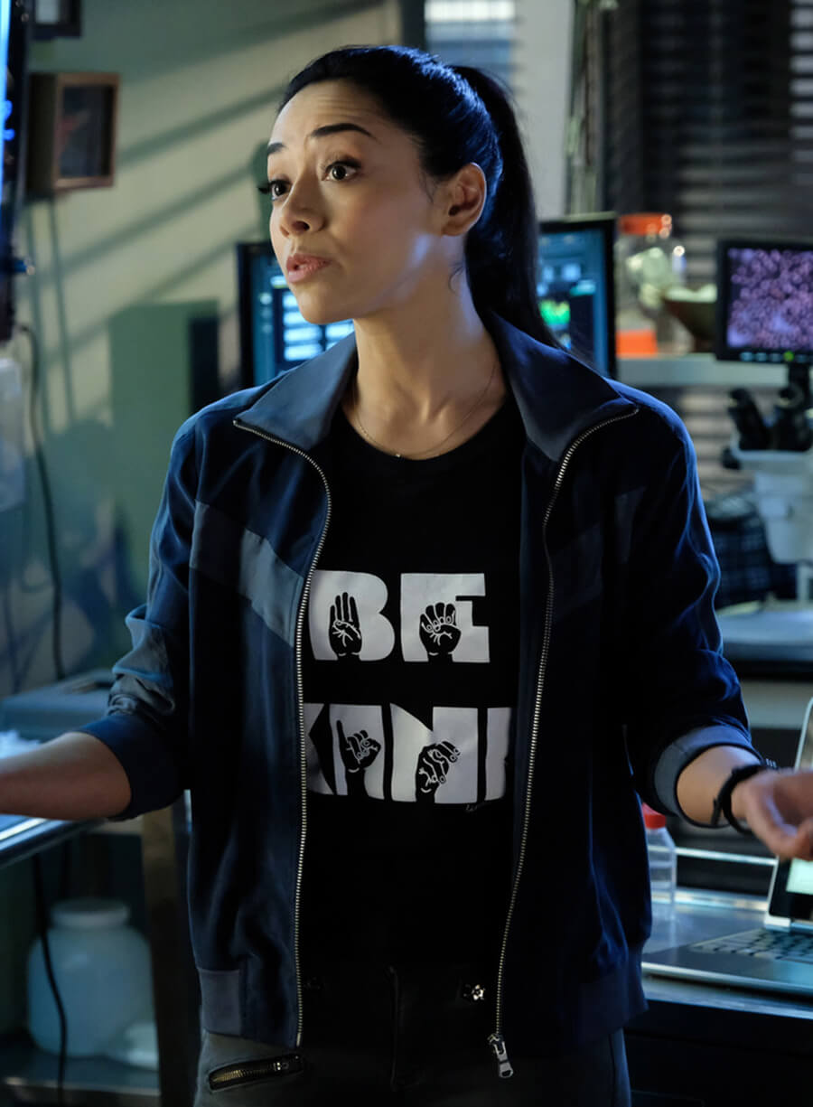Harpoon Ella Lopez Inspired Blue Leather Jacket - Lucifer S03 Style