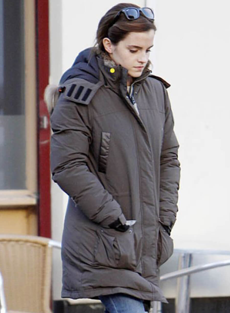Harpoon Emma Watson Puffer Inspired Brown Parachute Fabric Leather Jacket