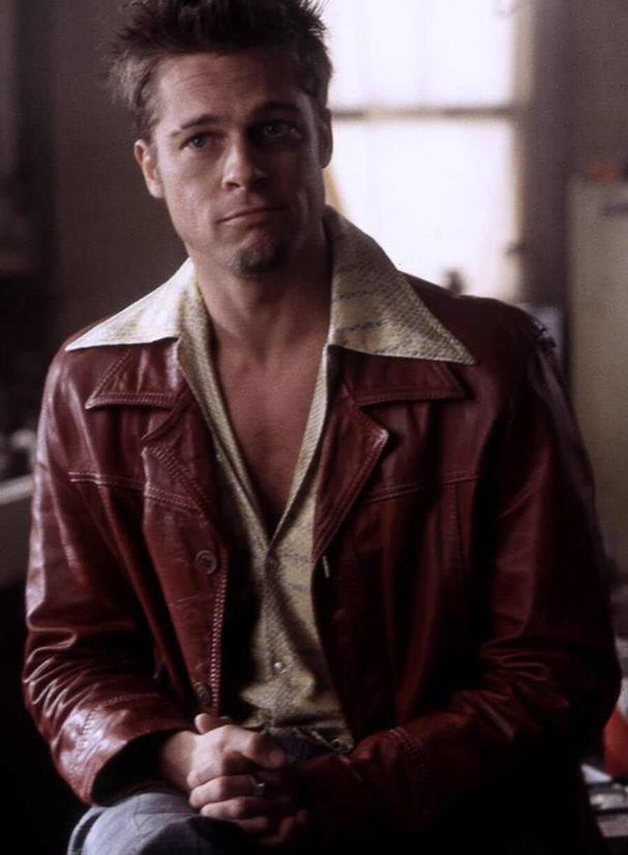 Harpoon Tyler Durden Inspired Maroon Real Leather Leather Jacket - Fight Club 1999 Style
