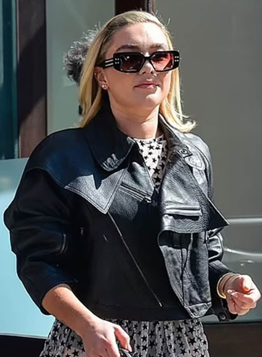 Harpoon Florence Pugh Inspired Black Leather Jacket