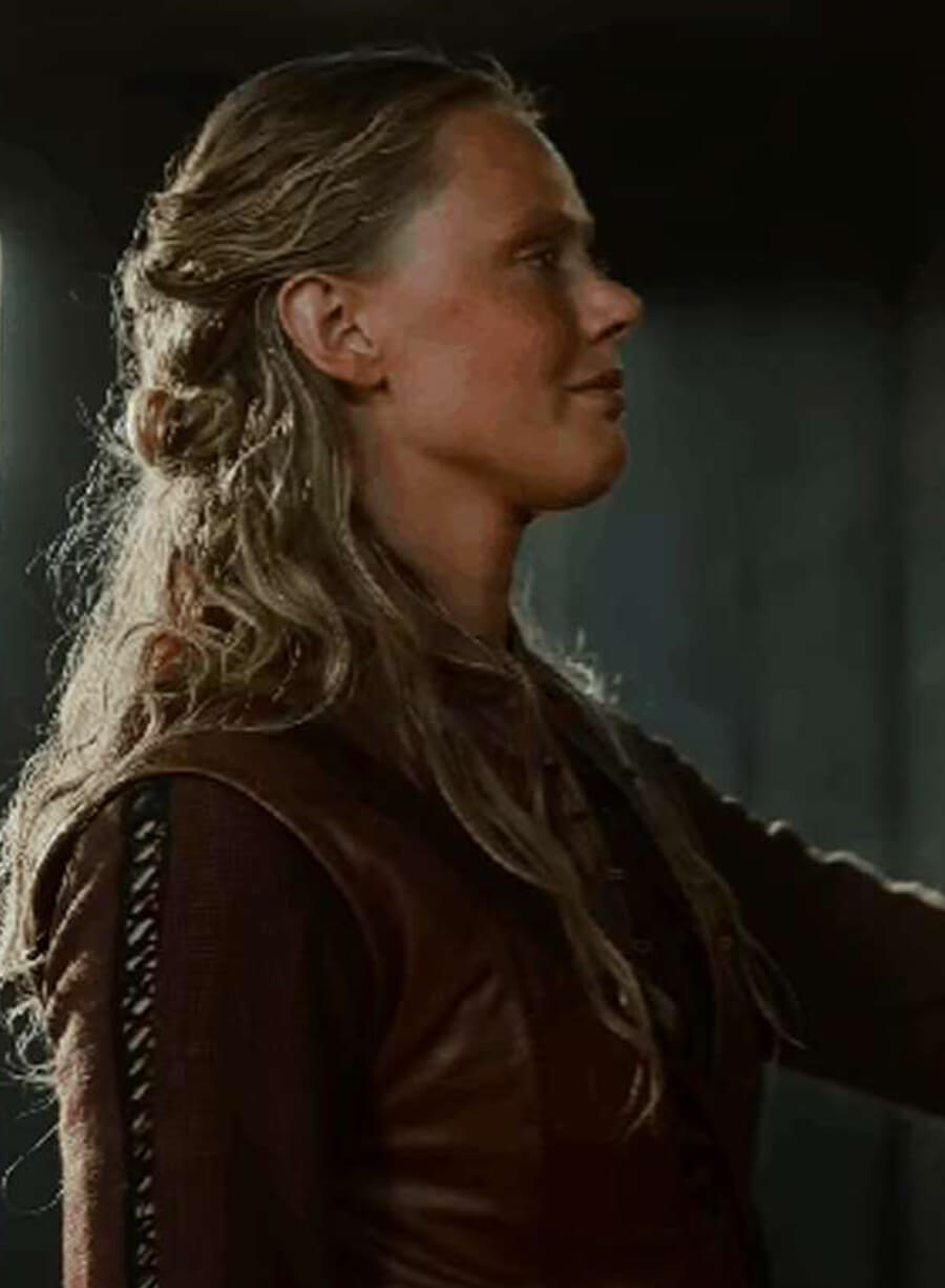 Harpoon Frida Gustavsson Inspired Brown Real Leather Leather Jacket - Vikings Valhalla Series Style