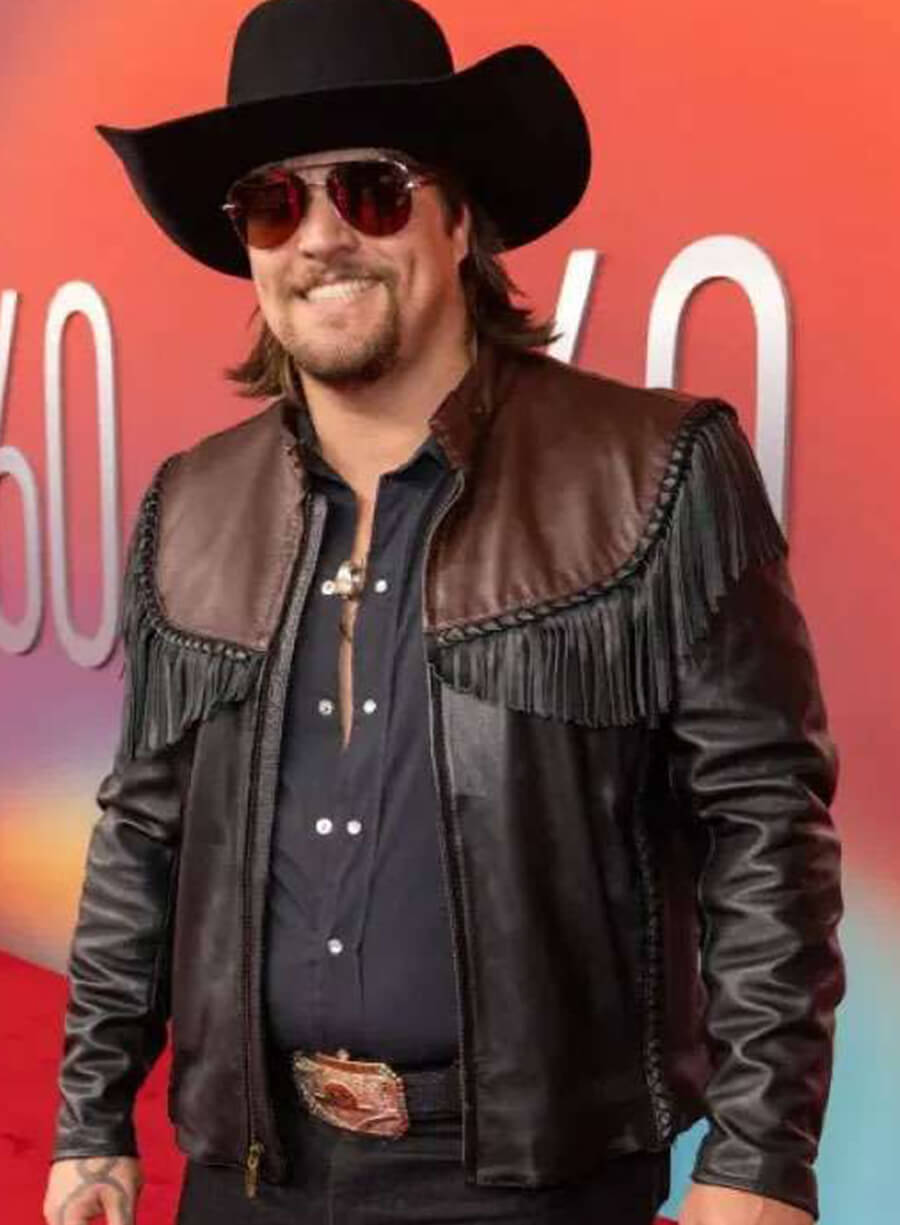 Harpoon Gavin Adcock Inspired Black Real Leather Leather Jacket - ACM Awards 2025 Style