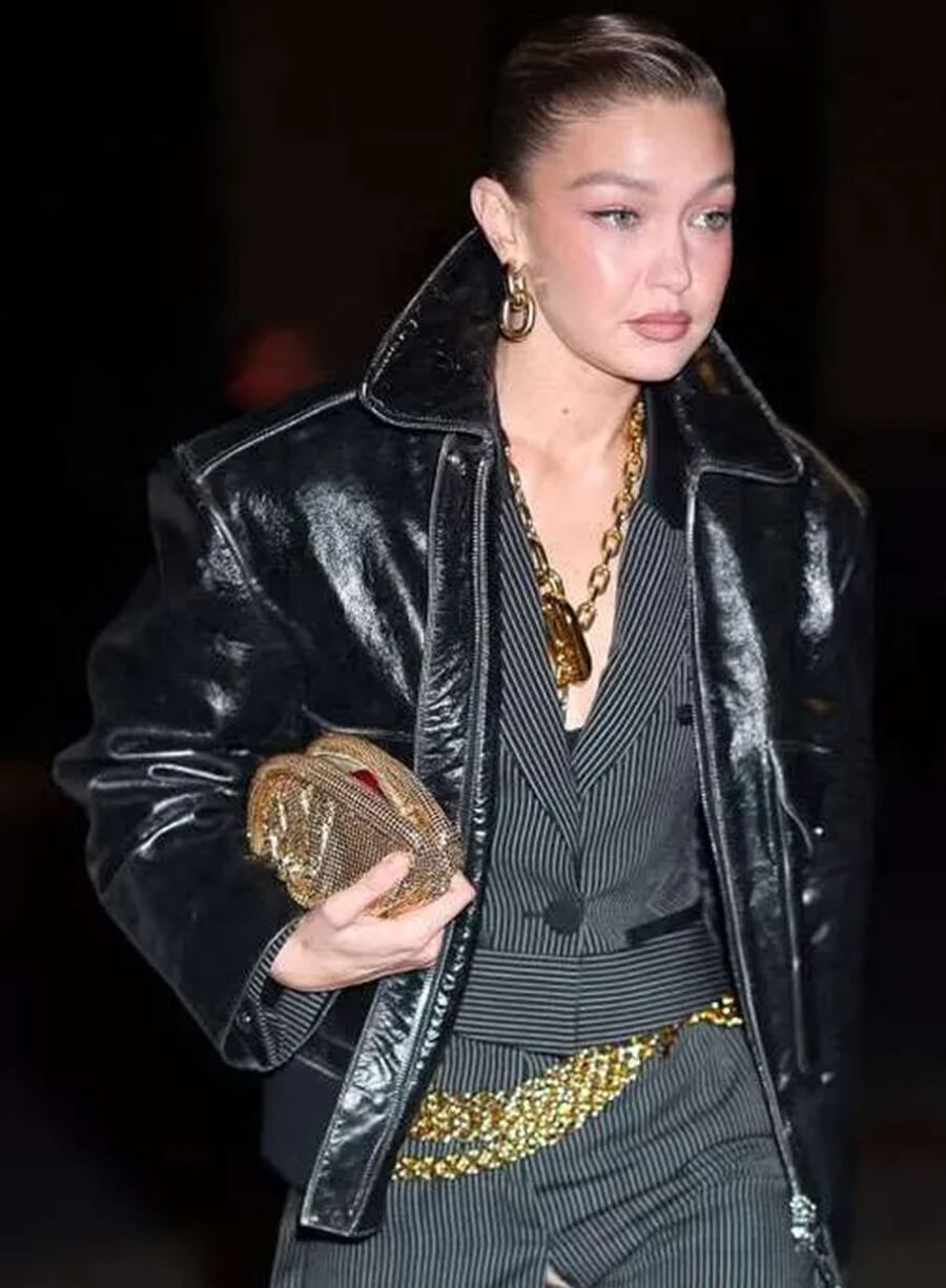 Harpoon Gigi Hadid Inspired Black Leather Jacket