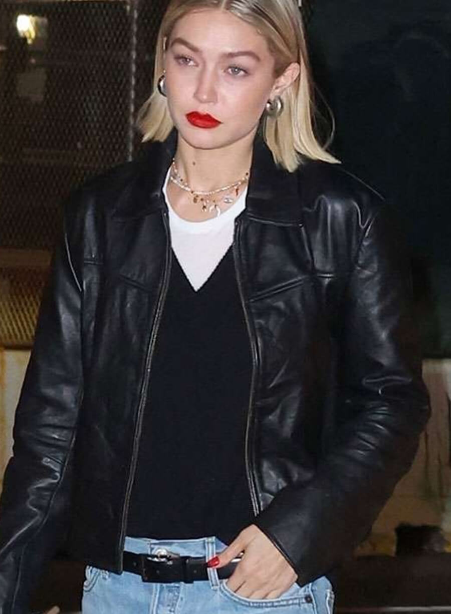 Harpoon Gigi Hadid Inspired Black Leather Jacket