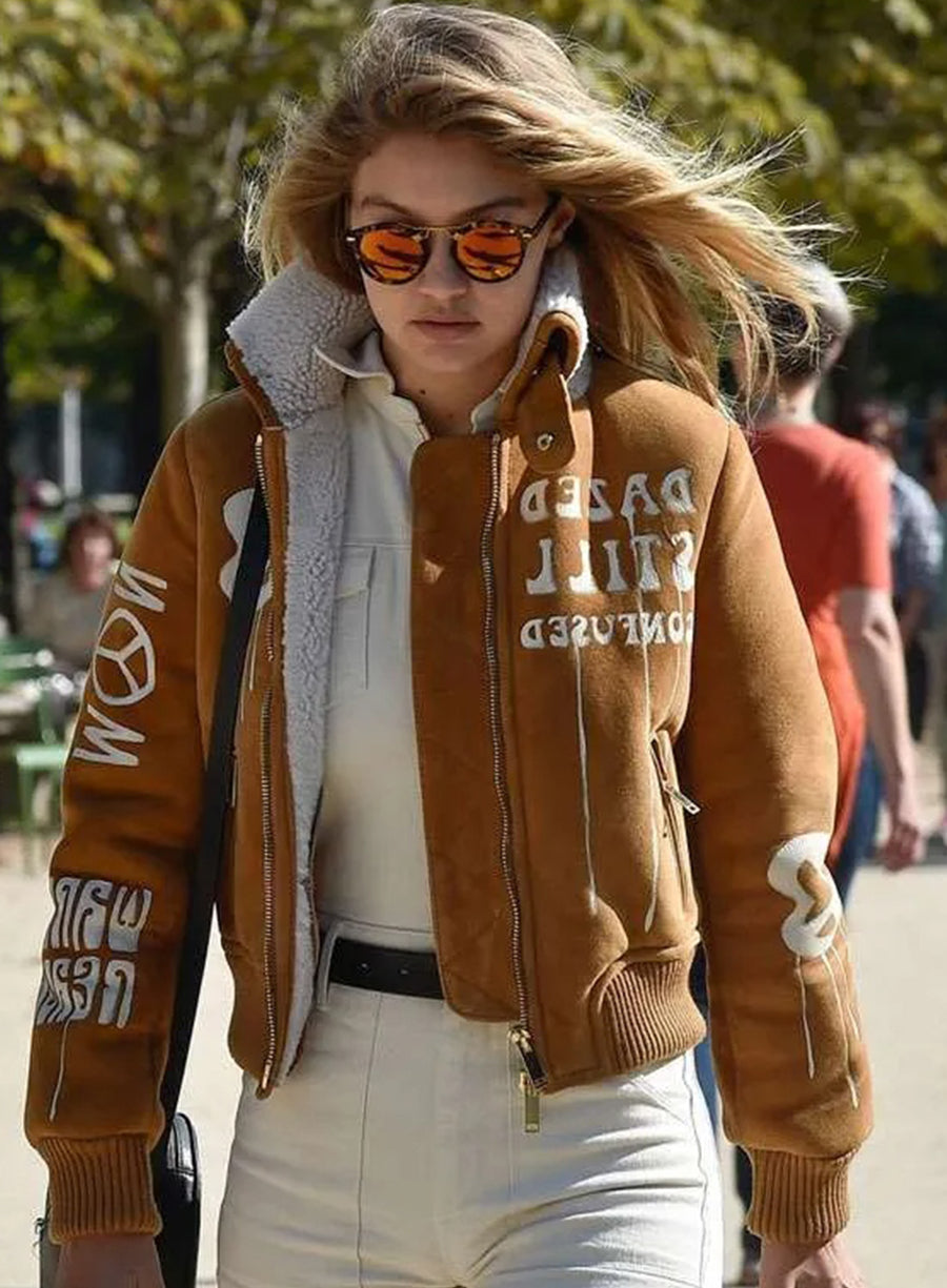 Harpoon Gigi Hadid Inspired Brown Bomber Jacket