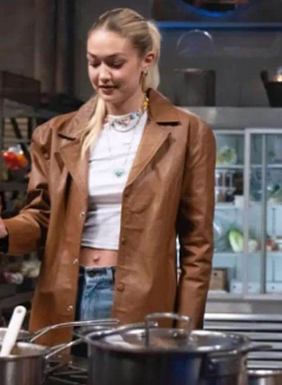 Harpoon Gigi Hadid Inspired Brown Leather Jacket