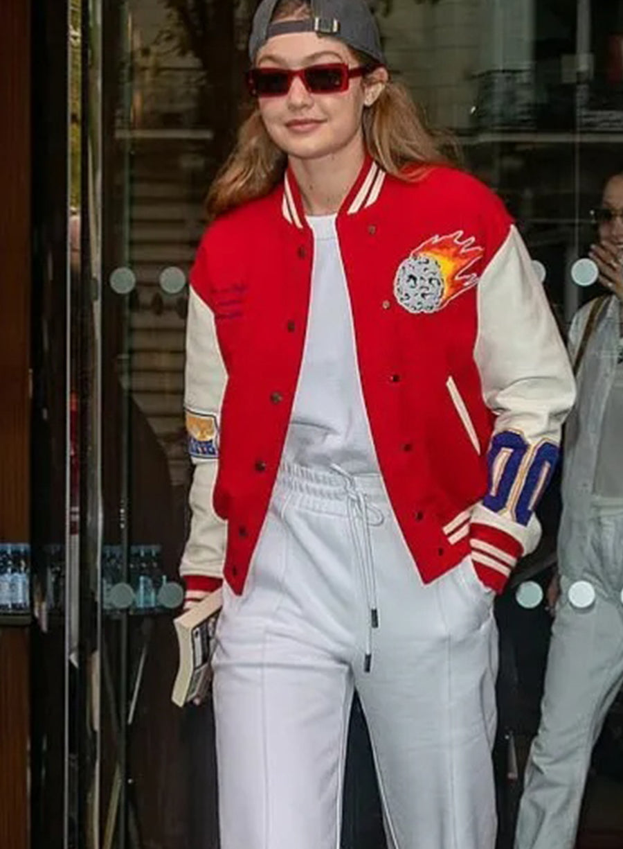 Harpoon Gigi Hadid and Inspired Red and White Varsity Jacket