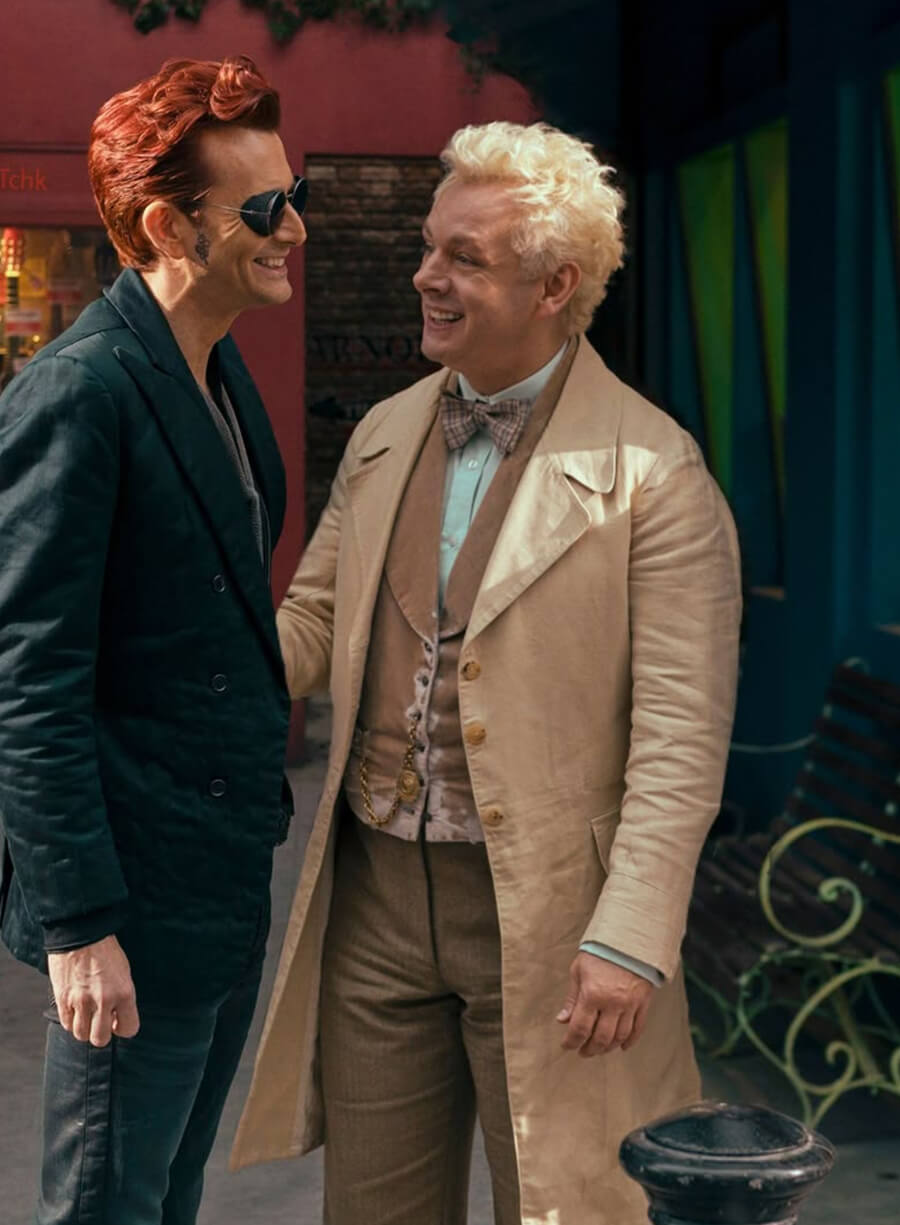 Harpoon Aziraphale Inspired Off white Cotton Fabric Coat - Good Omens Style