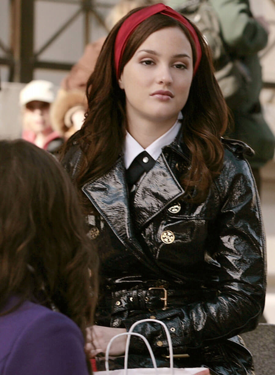 Harpoon Leighton Meester Inspired Black Real Leather Coat - Gossip Girl Tv Series Style