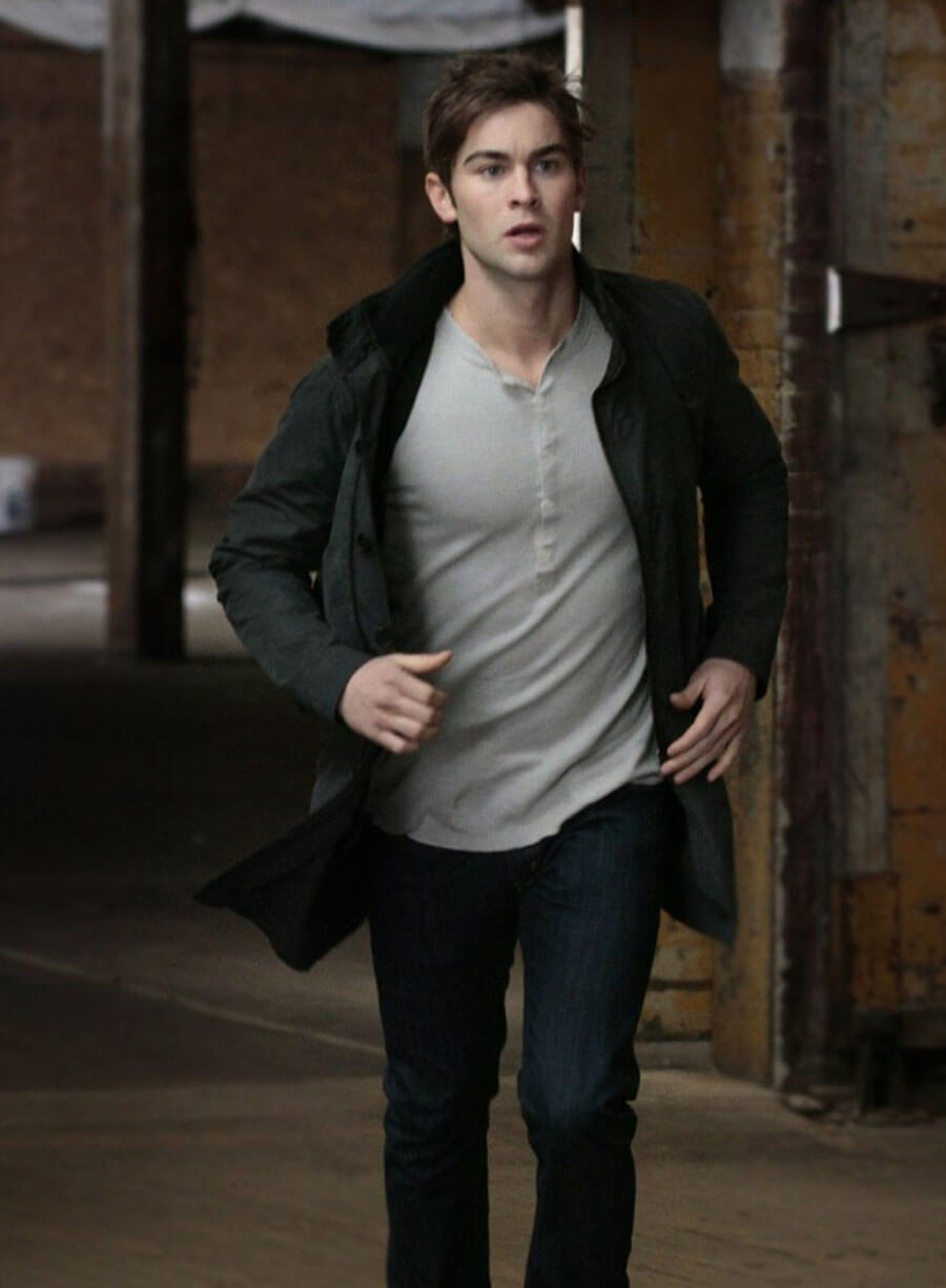 Harpoon Chase Crowford Inspired Black Cotton Fabric Coat - Gossip Girl Tv Series Style