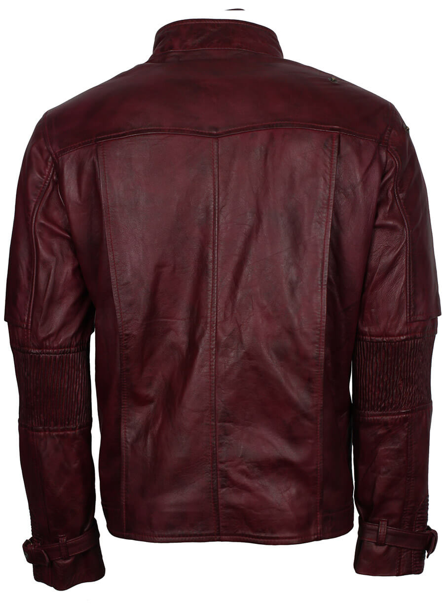 Harpoon Guardians Of The Galaxy Star Lord Inspired Maroon Leather Jacket