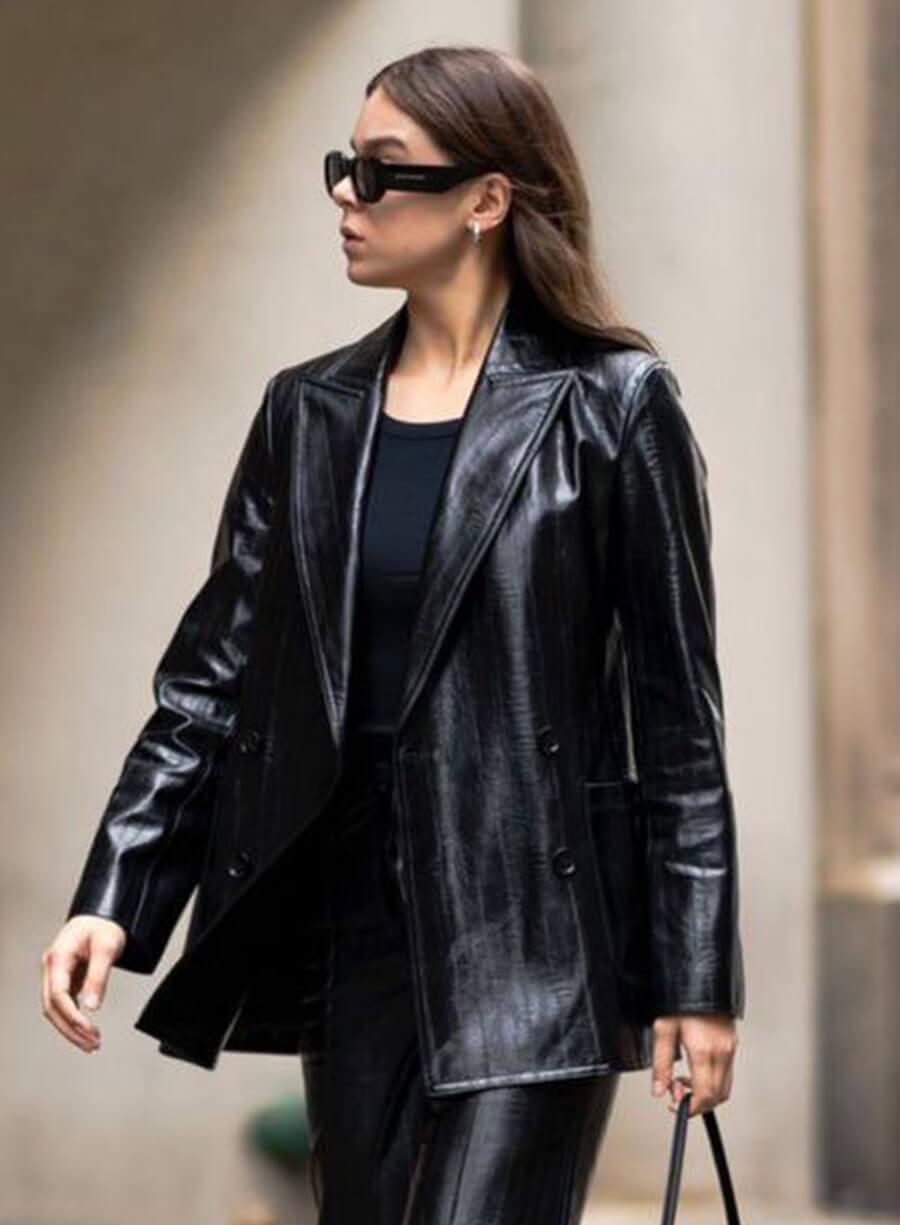 Harpoon Hailee Steinfeld Blazer Inspired Black Leather Jacket
