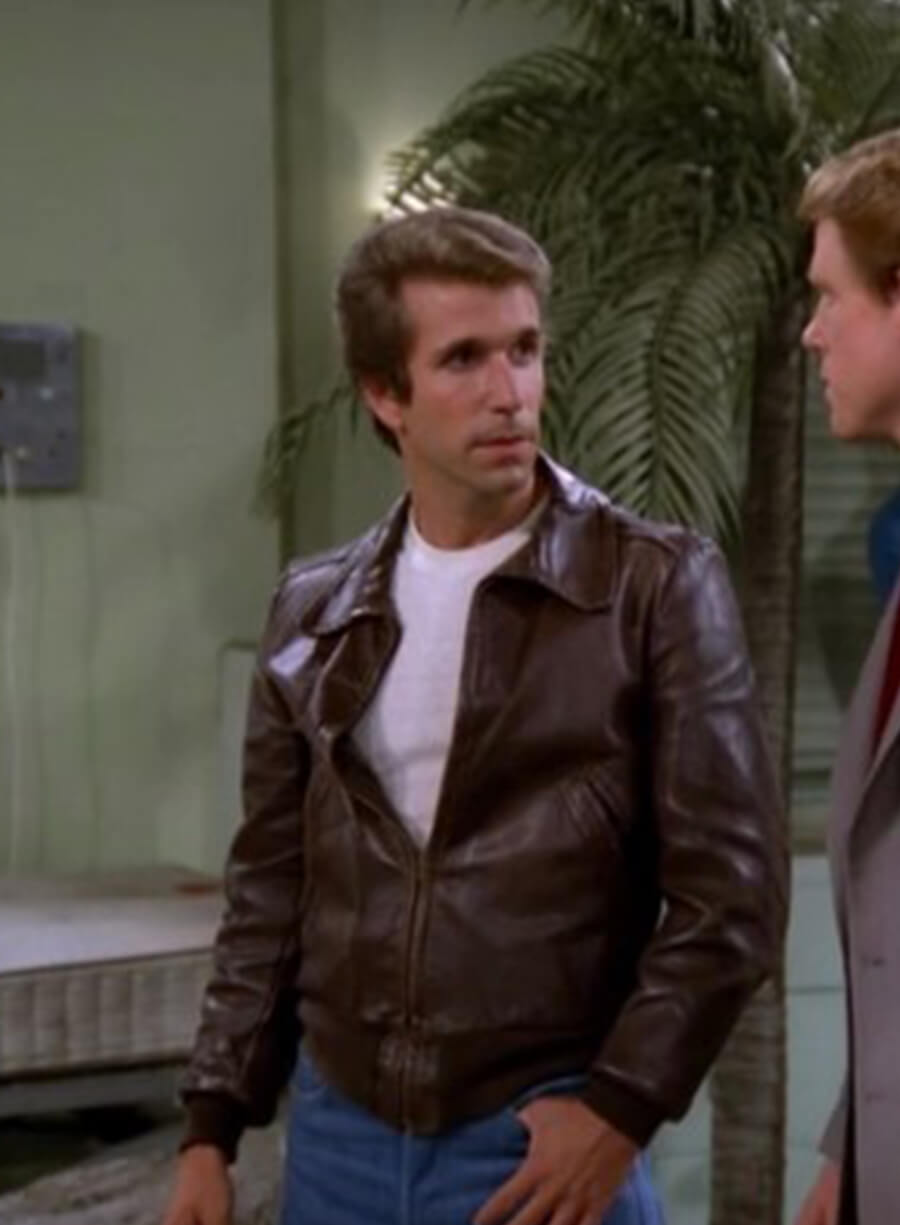 Harpoon Fronzie Inspired Brown Leather Jacket - Happy Days Style