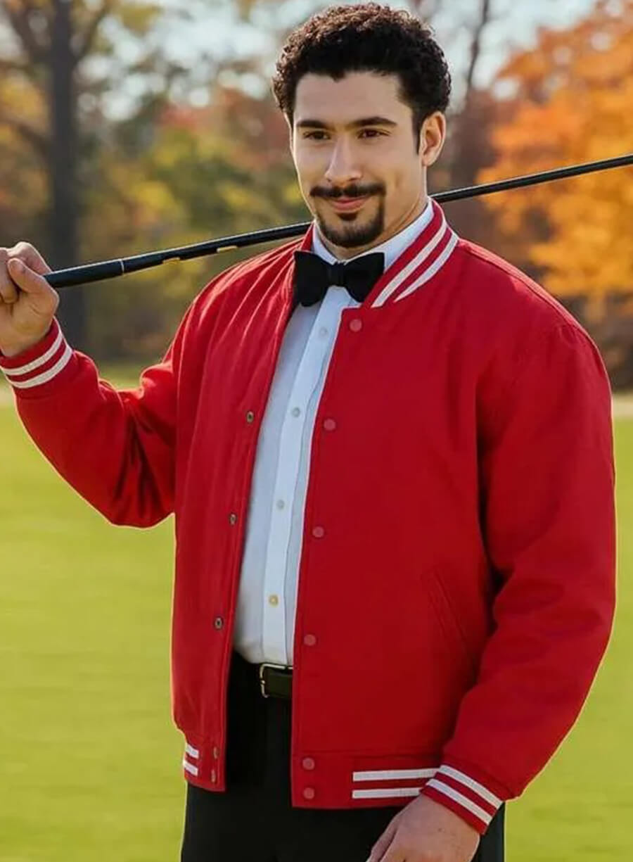 Harpoon Oscar Mijias Inspired Red Leather Jacket - Happy Gilmore 2 Style