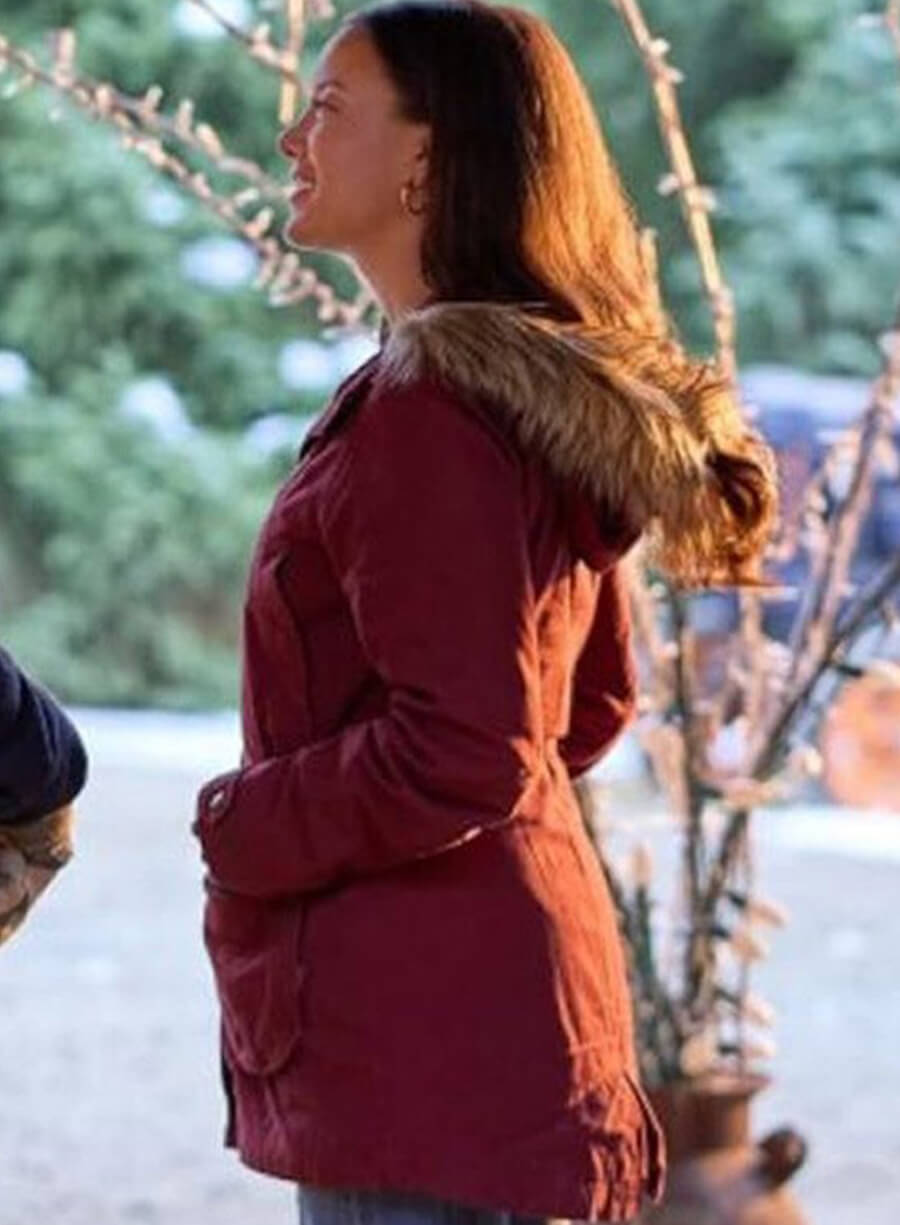 Harpoon Heather Hemmens Inspired Maroon Hooded Jacket - Christmas Under the Lights Style