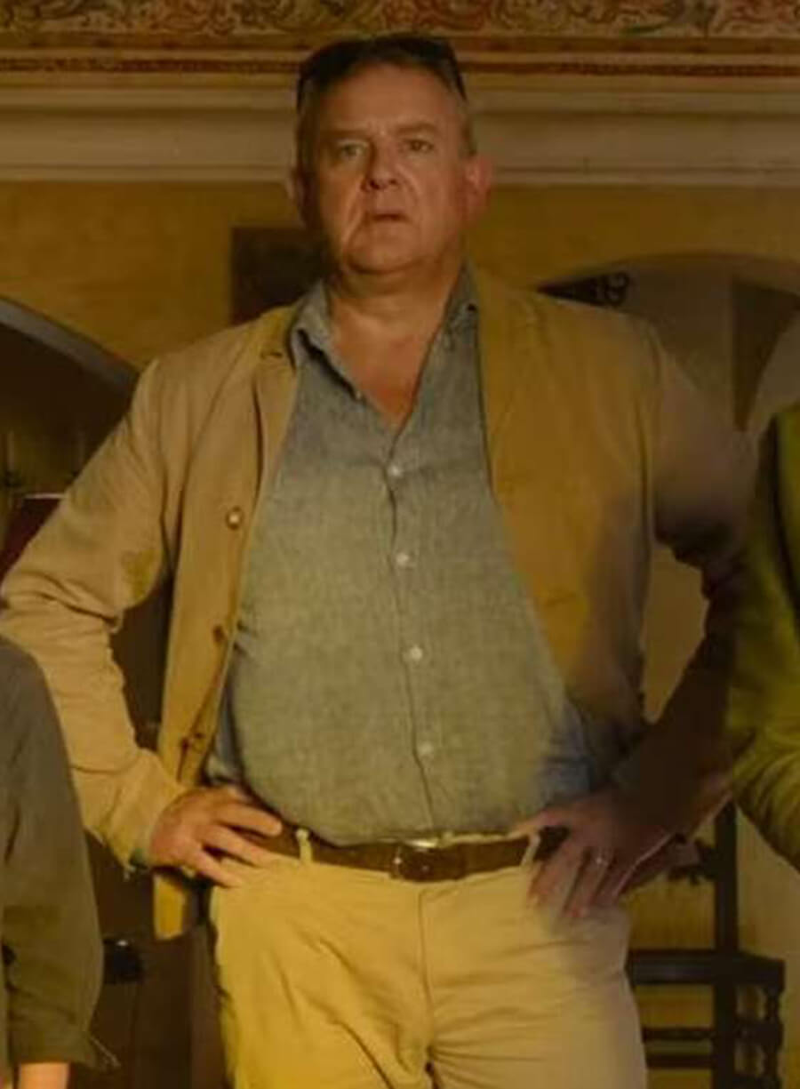 Harpoon Henry Brown Inspired Beige Leather Jacket - Hugh Bonneville Style