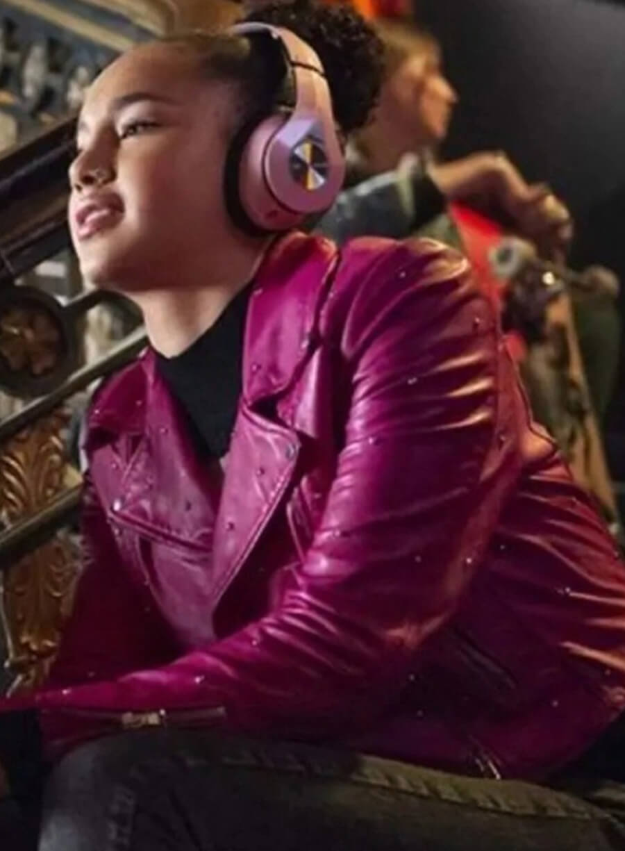 Harpoon Gina Inspired Pink Real Leather Leather Jacket - High School Musical The Series Style