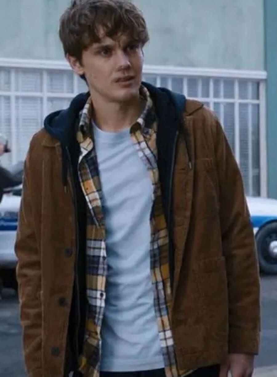 Harpoon Tyler Galpin Inspired Black Corduroy Fabric Leather Jacket - Wednesday Style