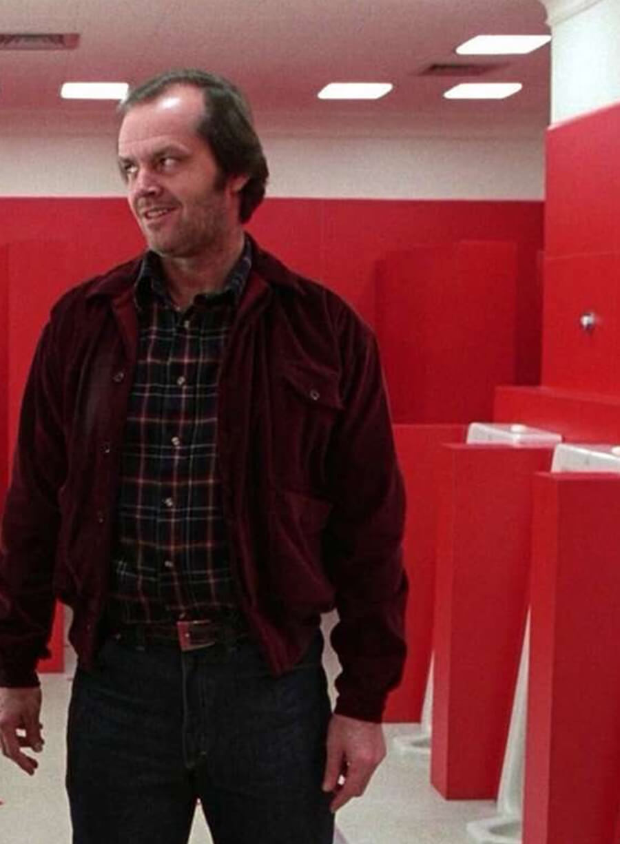 Harpoon Jack Torrance The Shinning Corduroy Inspired Red Corduroy Fabric Leather Jacket