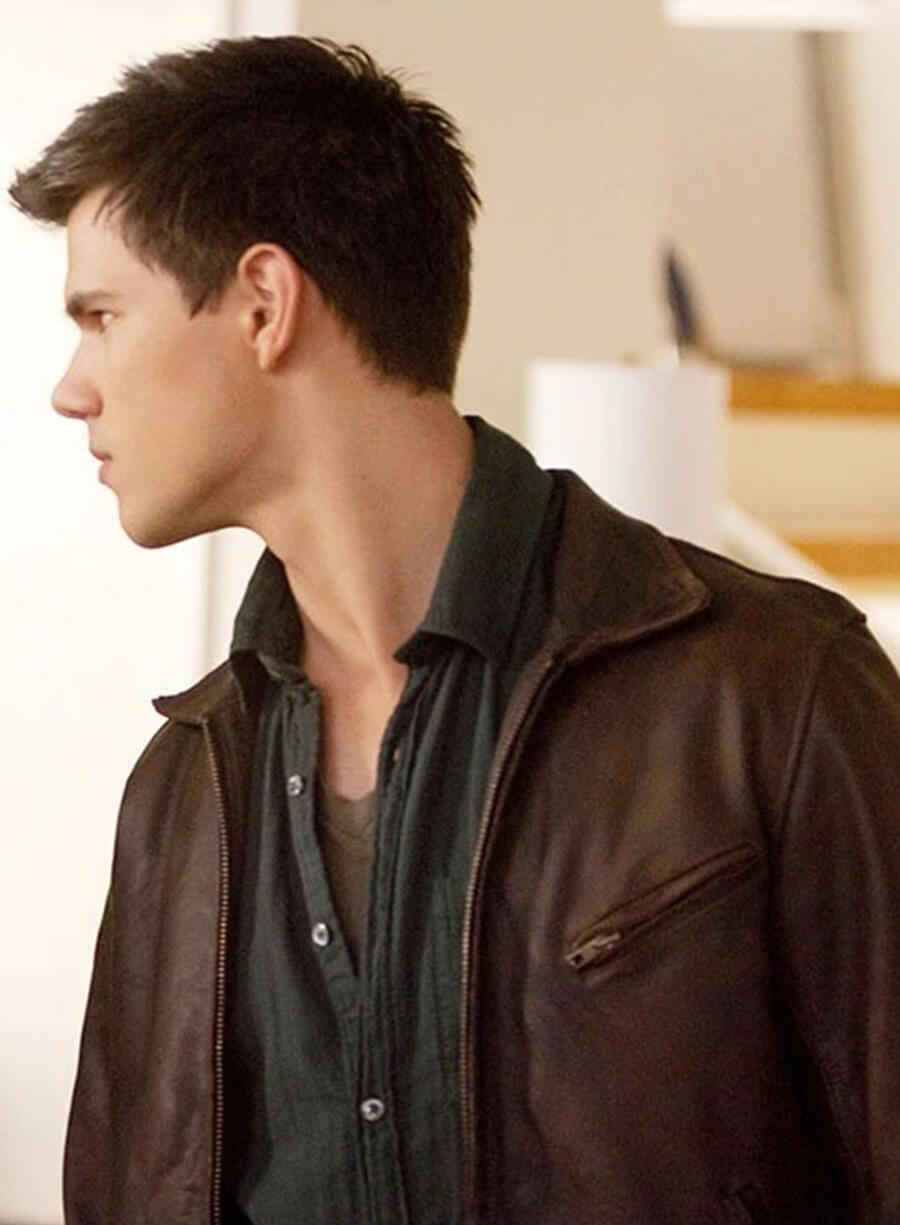 Harpoon Jacob Black Inspired Brown Real Leather Biker Jacket - The Twilight Saga Breaking Dawn Style