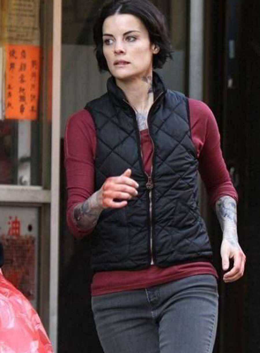 Harpoon Jane Doe Inspired Black Satin Fabric Leather Jacket - Blindspot Tv Series Style