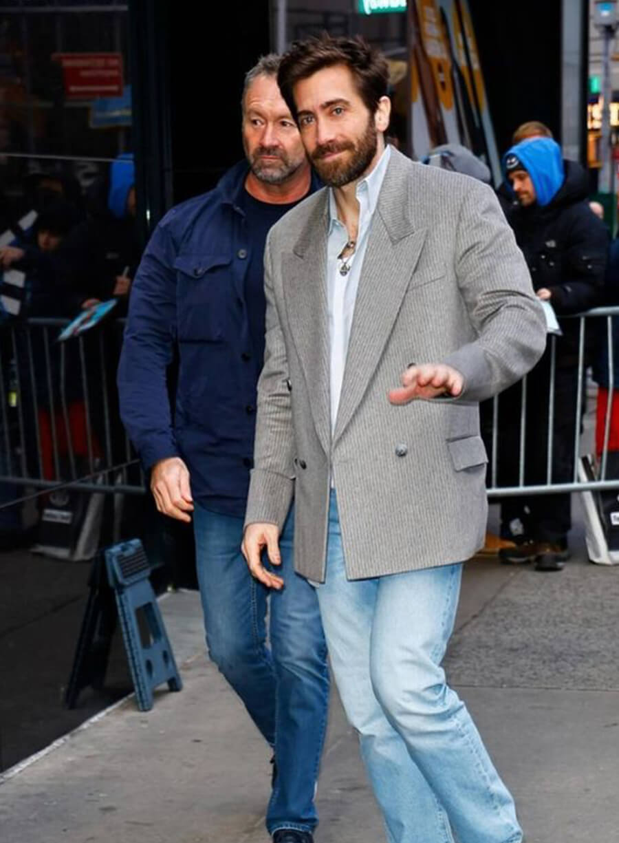 Harpoon Jake Gyllenhaal Blazer Inspired Grey Wool Fabric Wool Jacket