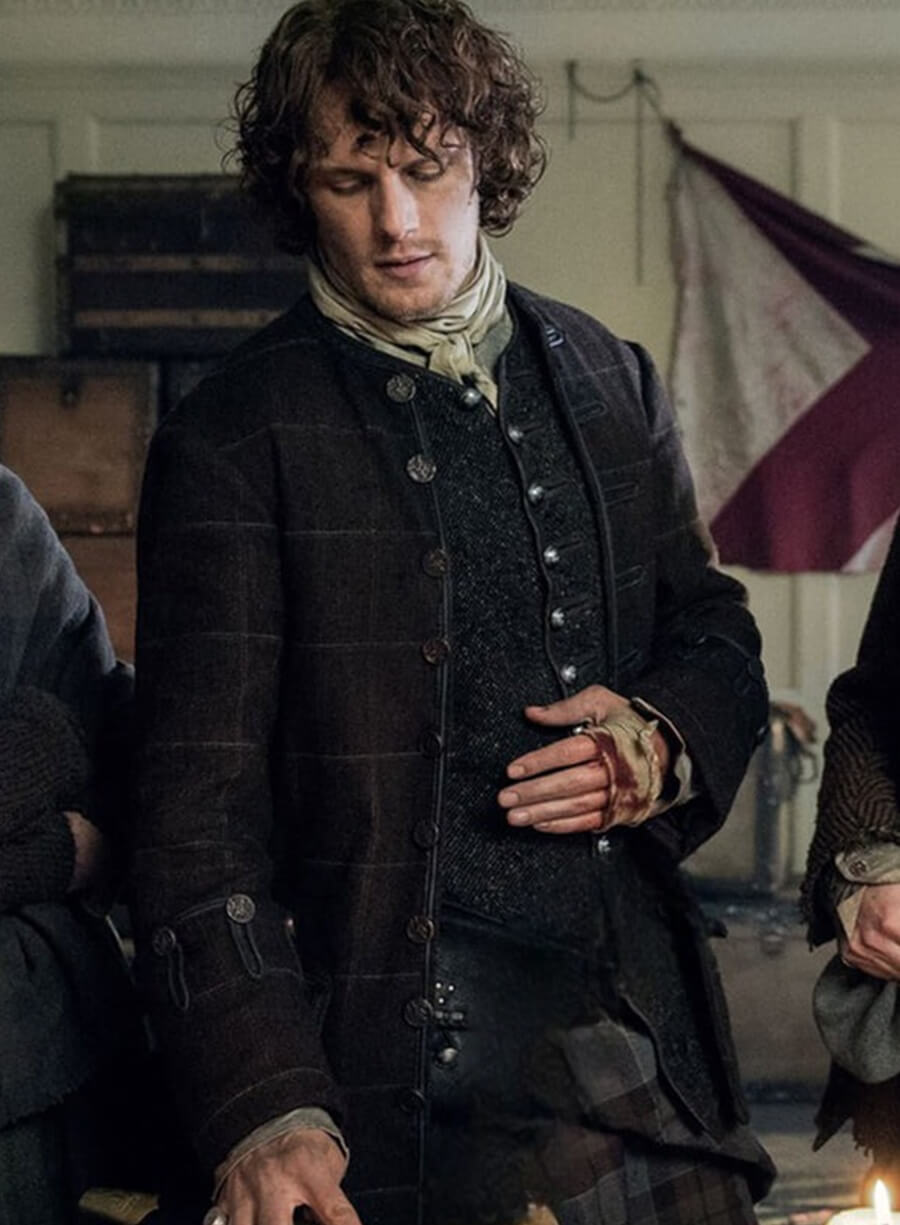 Harpoon Jamie Fraser Inspired Brown Wool Jacket - Outlander Style